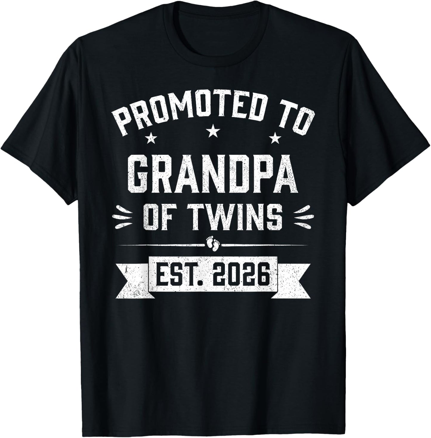 Promoted to Grandpa of Twins Est 2026 Twin T-Shirt - T-Shirt | Black