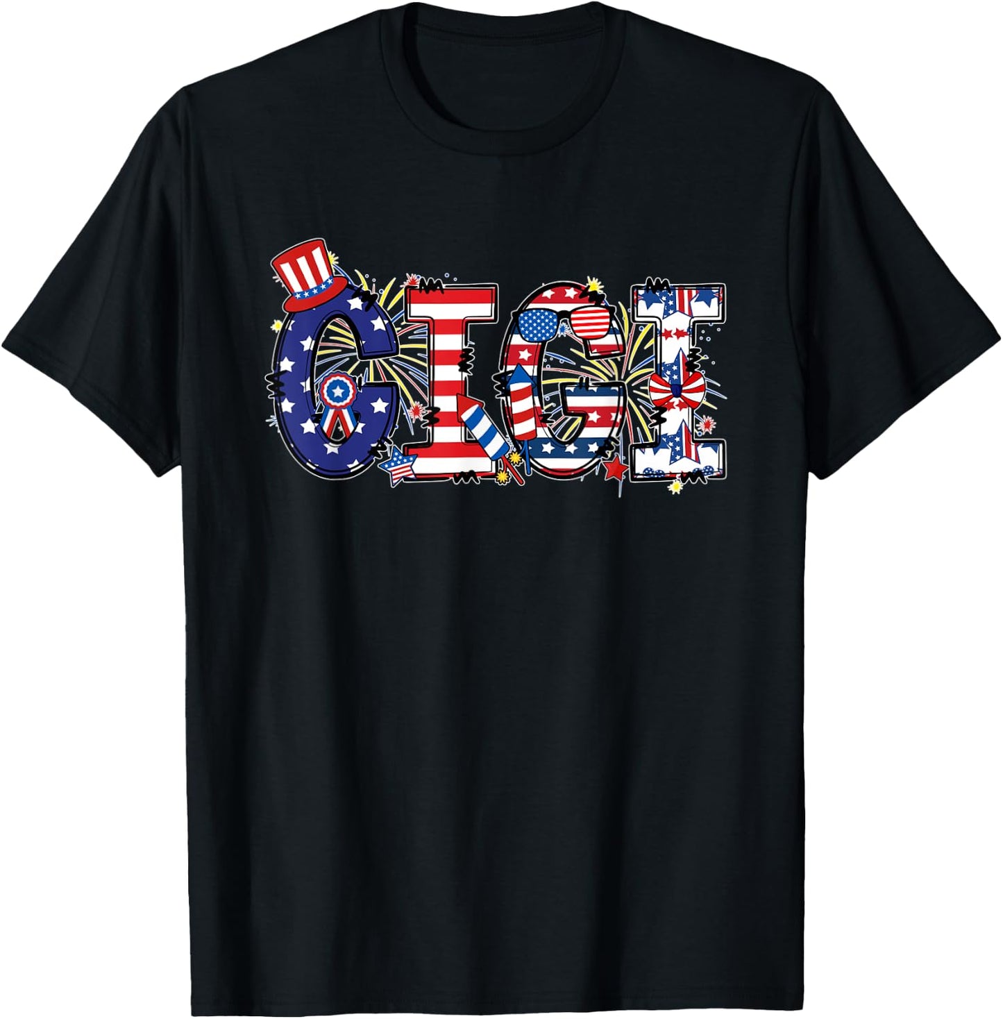 Gigi Funny 4th of July USA Flag American Patriotic T-Shirt - T-Shirt | Black