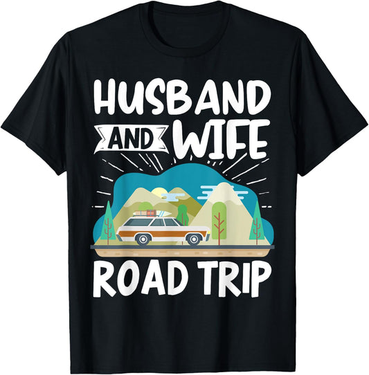 Traveler Matching Vacation Couple Husband And Wife Road Trip T-Shirt - T-Shirt | Black