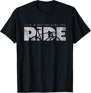 Road Biking Bicycle Cycling T-Shirt - T-Shirt | Black