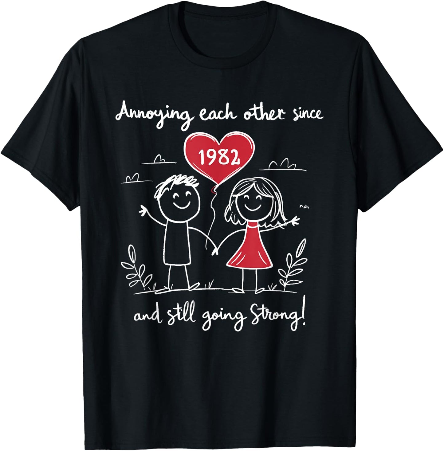 Annoying Each Other Since 1982 43rd Wedding Anniversary T-Shirt - T-Shirt | Black