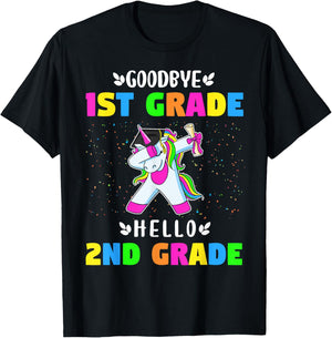 Goodbye First Grade hello second grade Unicorn Girls T-Shirt - T-Shirt | Black