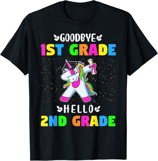 Goodbye First Grade hello second grade Unicorn Girls T-Shirt - T-Shirt | Black