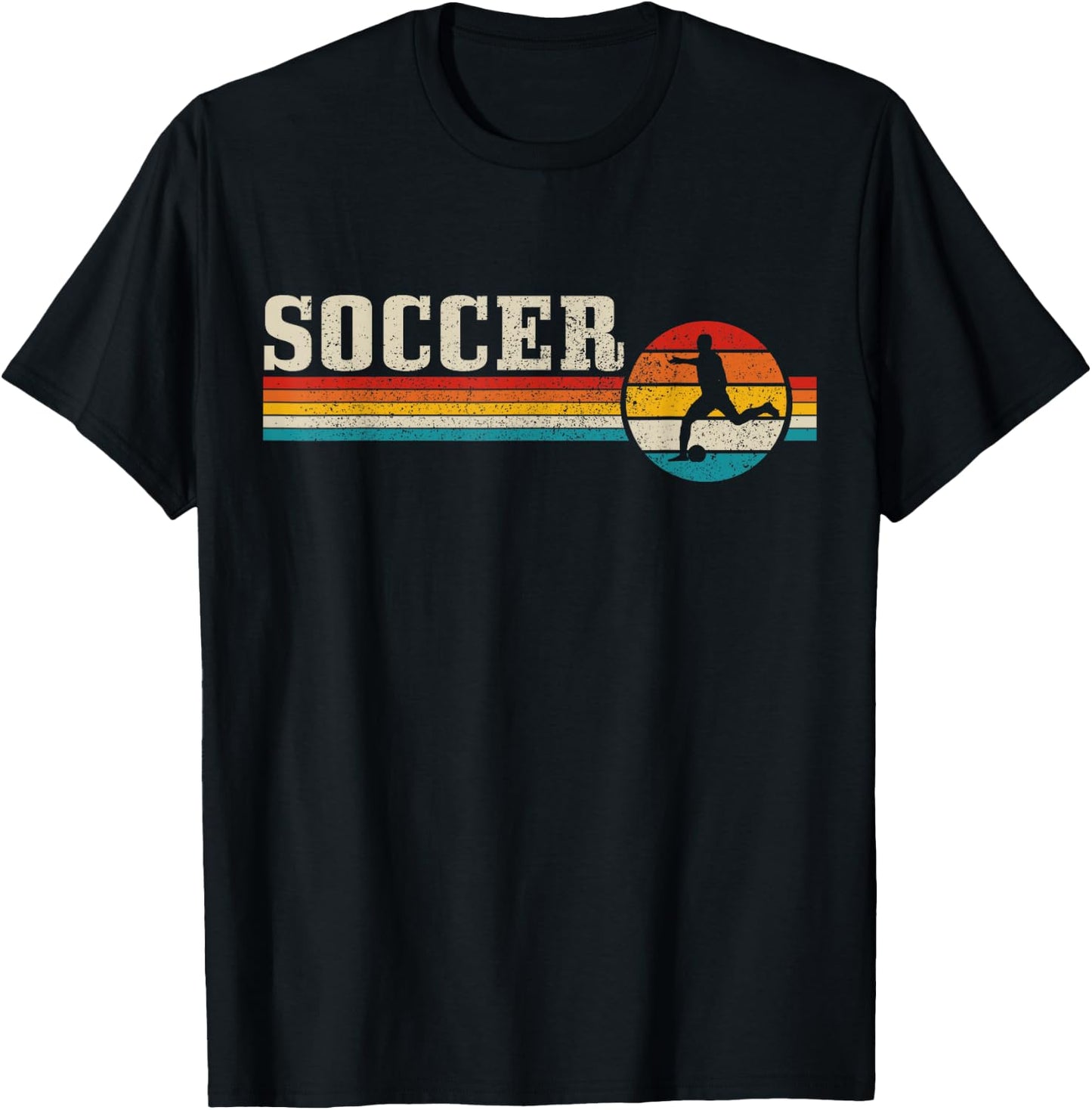 Vintage Soccer Player Sport Retro Men Boys Football T-Shirt - T-Shirt | Black