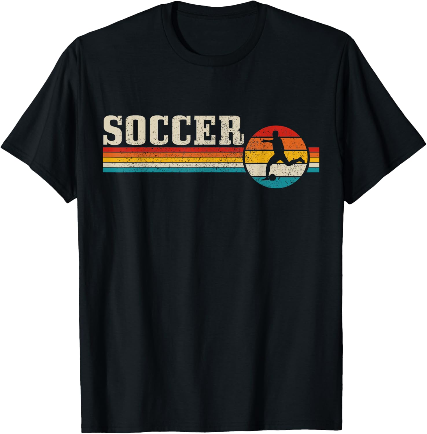 Vintage Soccer Player Sport Retro Men Boys Football T-Shirt - T-Shirt | Black