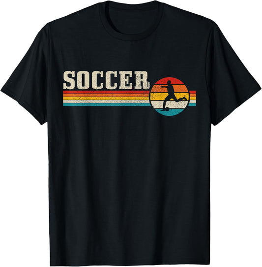 Vintage Soccer Player Sport Retro Men Boys Football T-Shirt - T-Shirt | Black