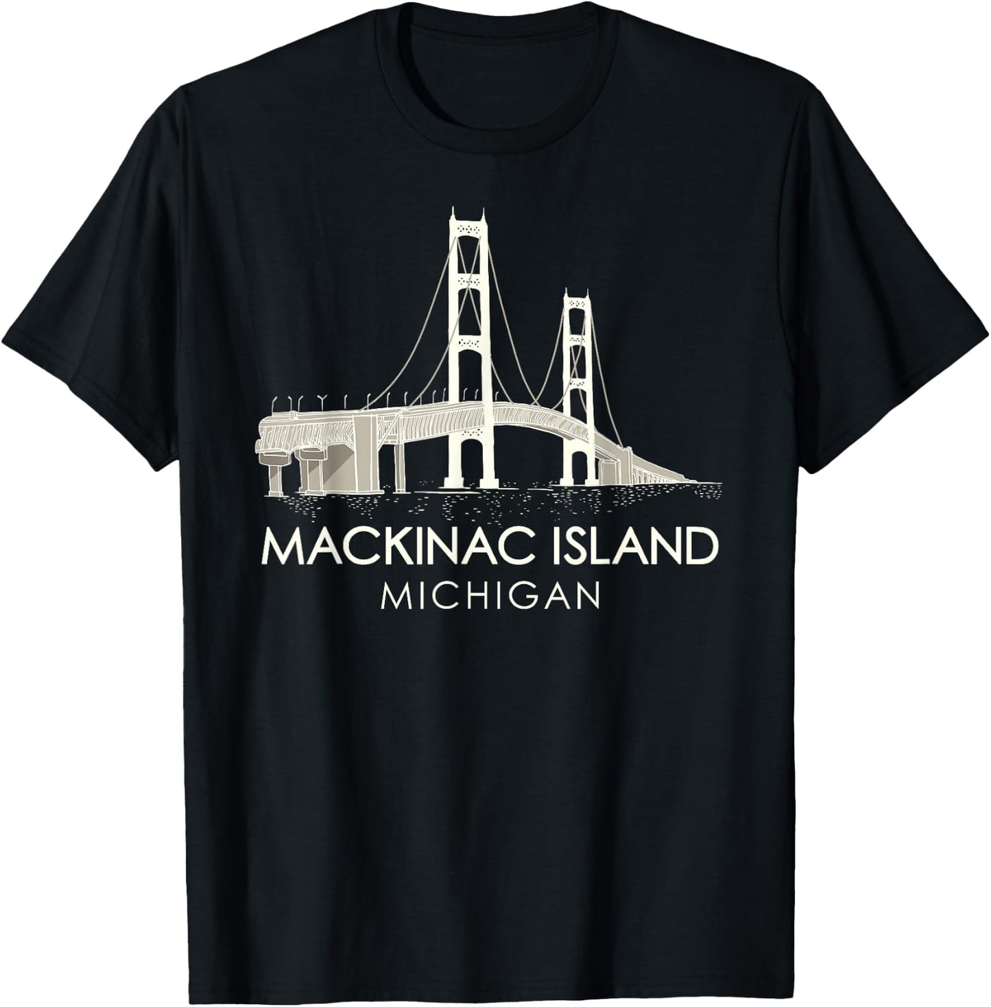 Mackinac Island Bridge Michigan Great Lakes Huron Ferry Trip T-Shirt - T-Shirt | Black