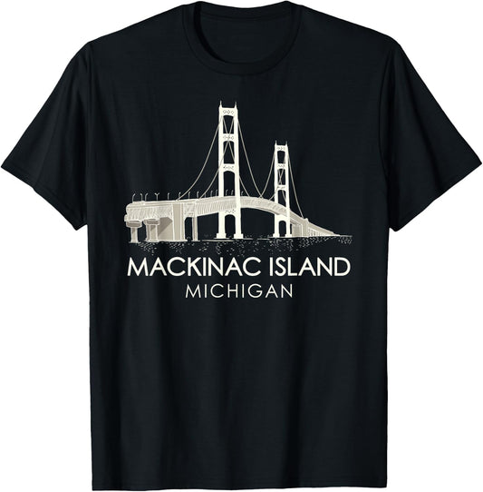 Mackinac Island Bridge Michigan Great Lakes Huron Ferry Trip T-Shirt - T-Shirt | Black