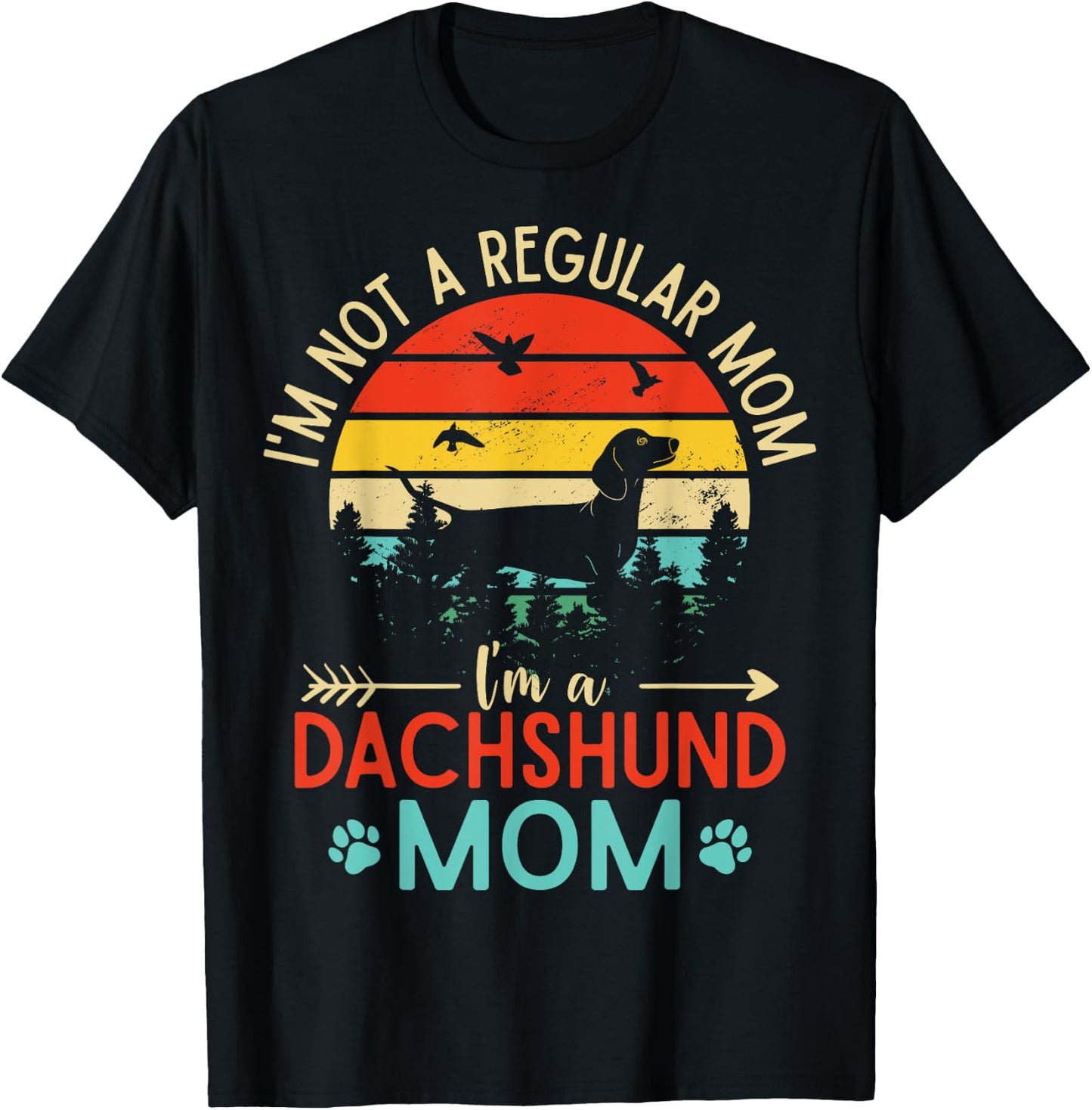 Funny Weenie Mama Vintage Dachshund Mom Doxie Dog Lovers Men Women T-Shirt - T-Shirt | Black