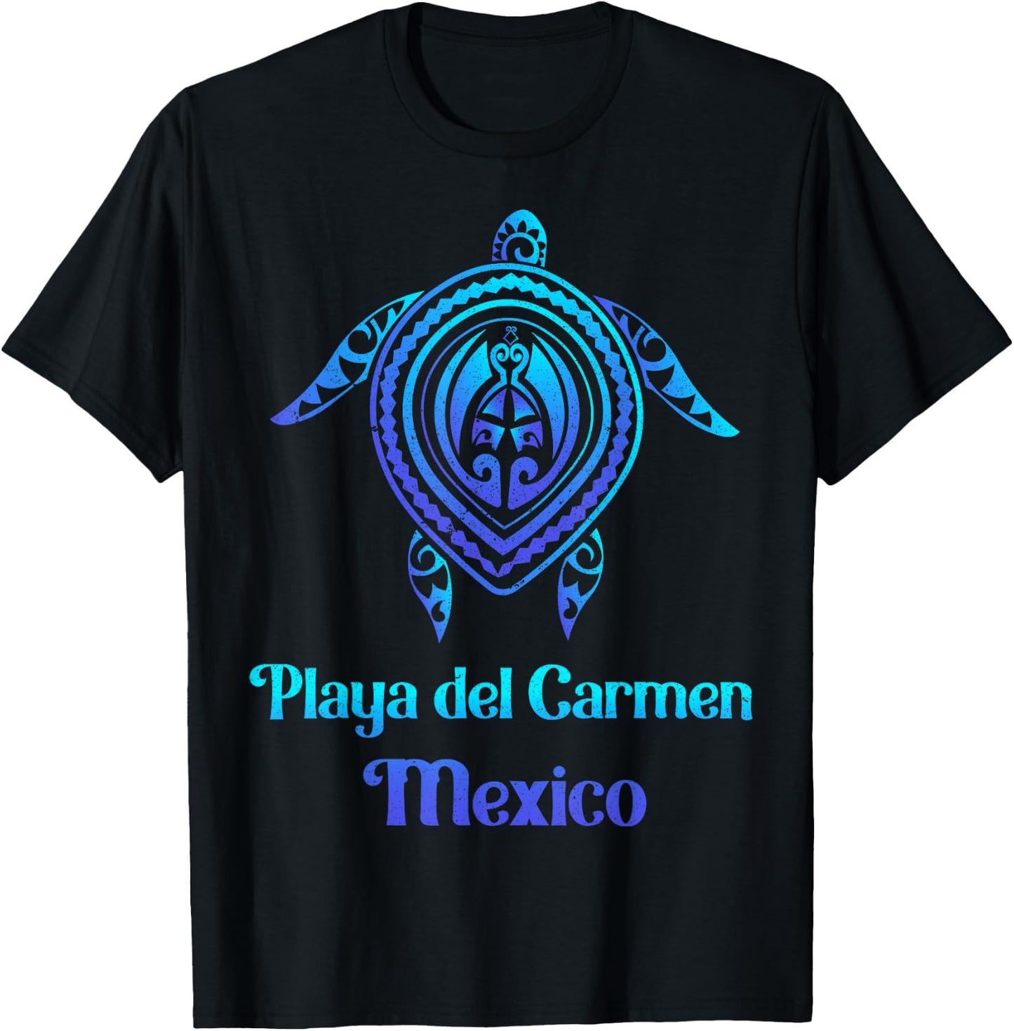 Playa Del Carmen Mexico Sea Turtle Tribal Tattoo Souvenirs T-Shirt - T-Shirt | Black