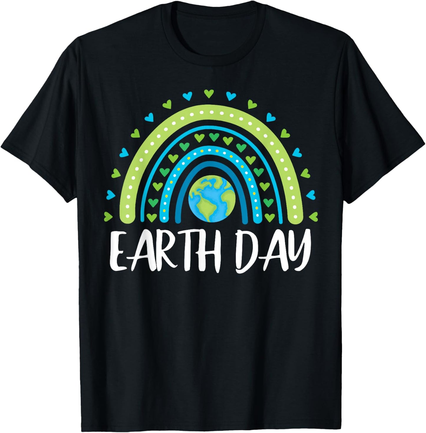 Happy Earth Day 2026 Girls Kids Rainbow T-Shirt - T-Shirt | Black