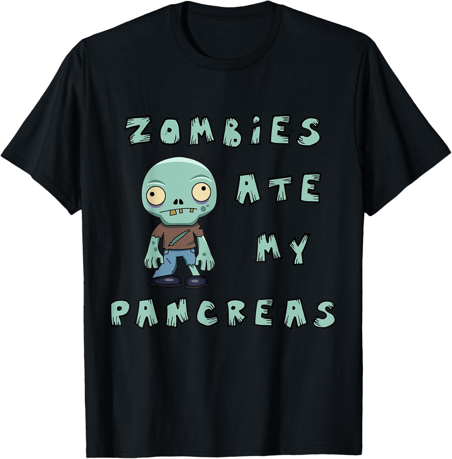 Kids Type 1 Diabetes Halloween Shirt - Zombies Ate Pancreas T-Shirt - T-Shirt | Black