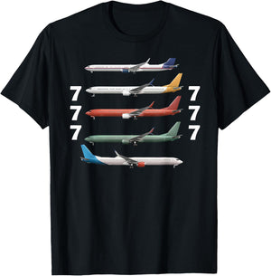 777 Jet Airplane Aviation! Multiple Jet Aircrafts T-Shirt - T-Shirt | Black
