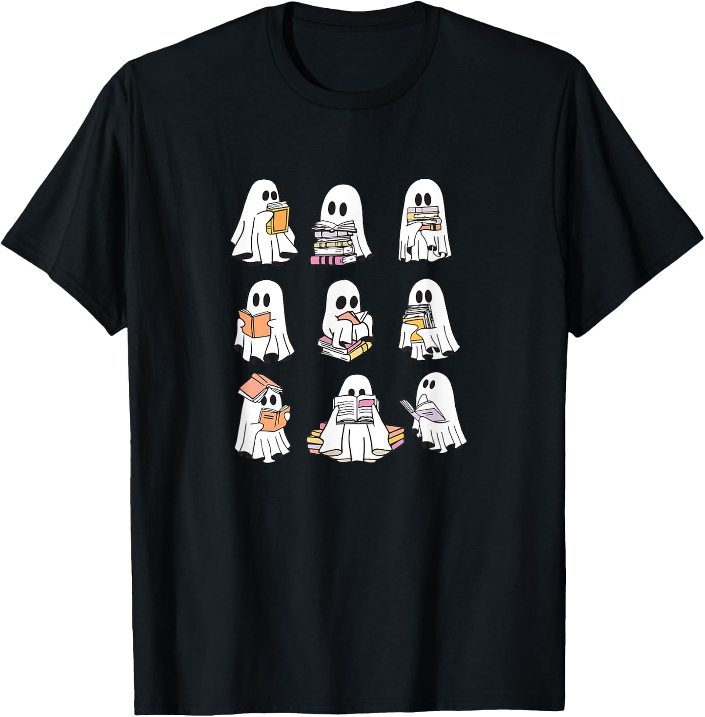 Ghost Reading Books, Bookish Halloween T-Shirt - T-Shirt | Black