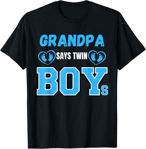 Gender reveal Grandpa says Twin Boys baby Matching Family T-Shirt - T-Shirt | Black