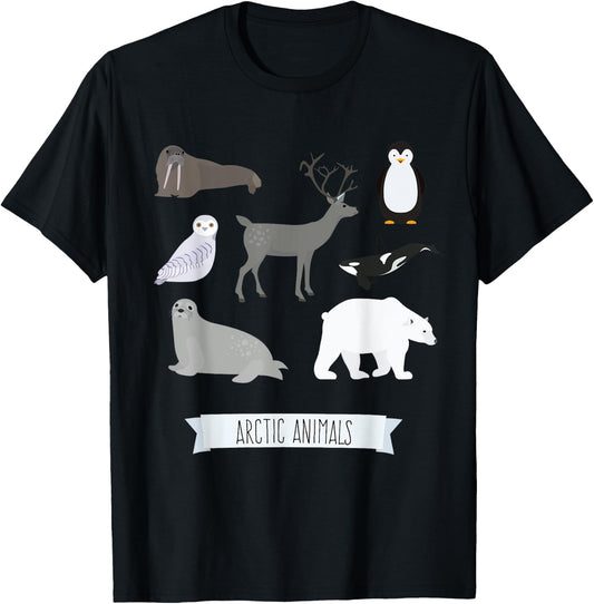 Arctic Animal Gift Collection Cute Animals Gift Kids T-Shirt - T-Shirt | Black