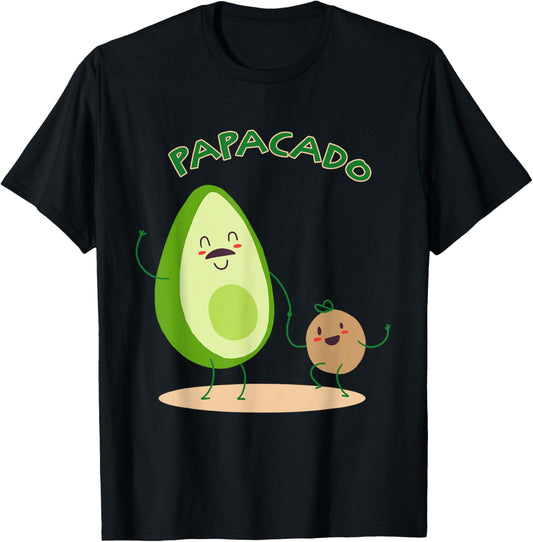 Papacado Cute Avocado Dad Father Love T-Shirt - T-Shirt | Black