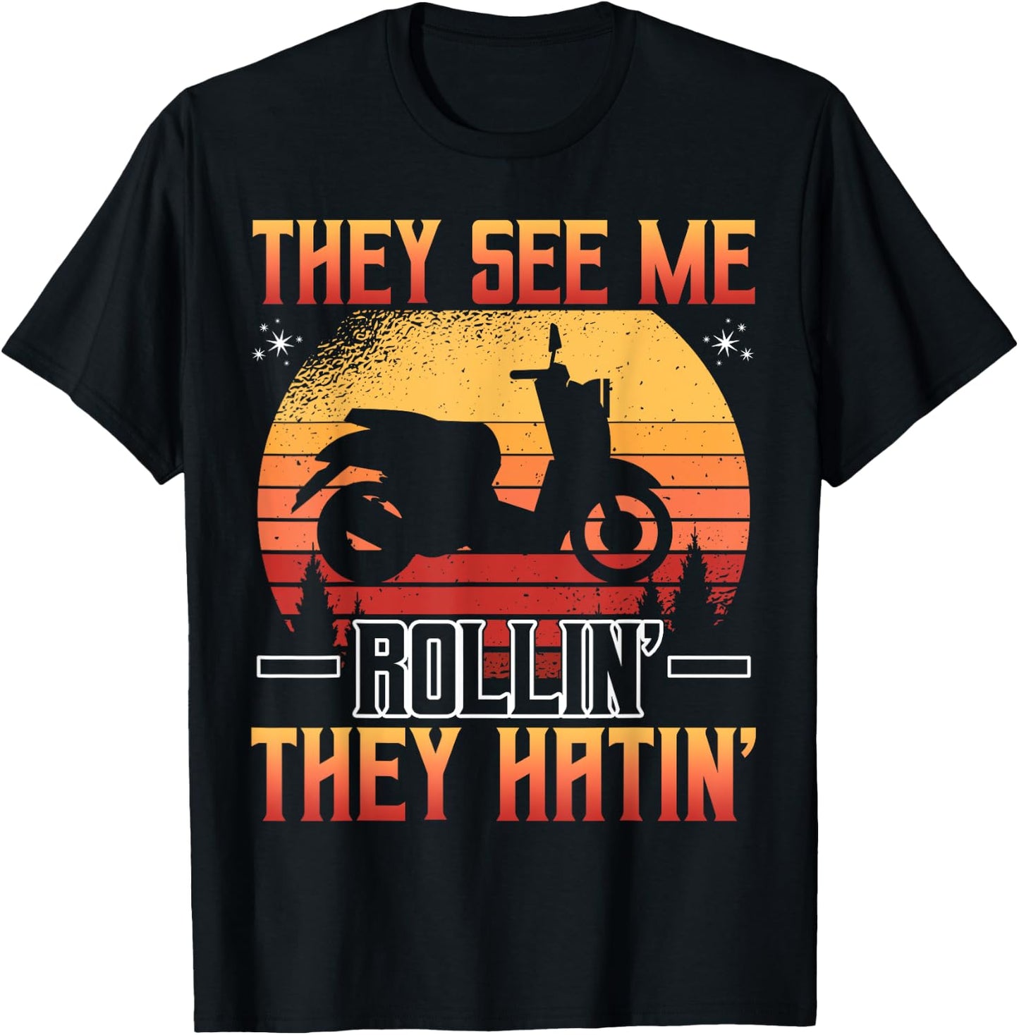 They See Me Rolling Motor Scooter Retro T-Shirt - T-Shirt | Black
