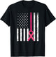 Breast Cancer Awareness Support Pink Ribbon American Flag T-Shirt - T-Shirt | Black