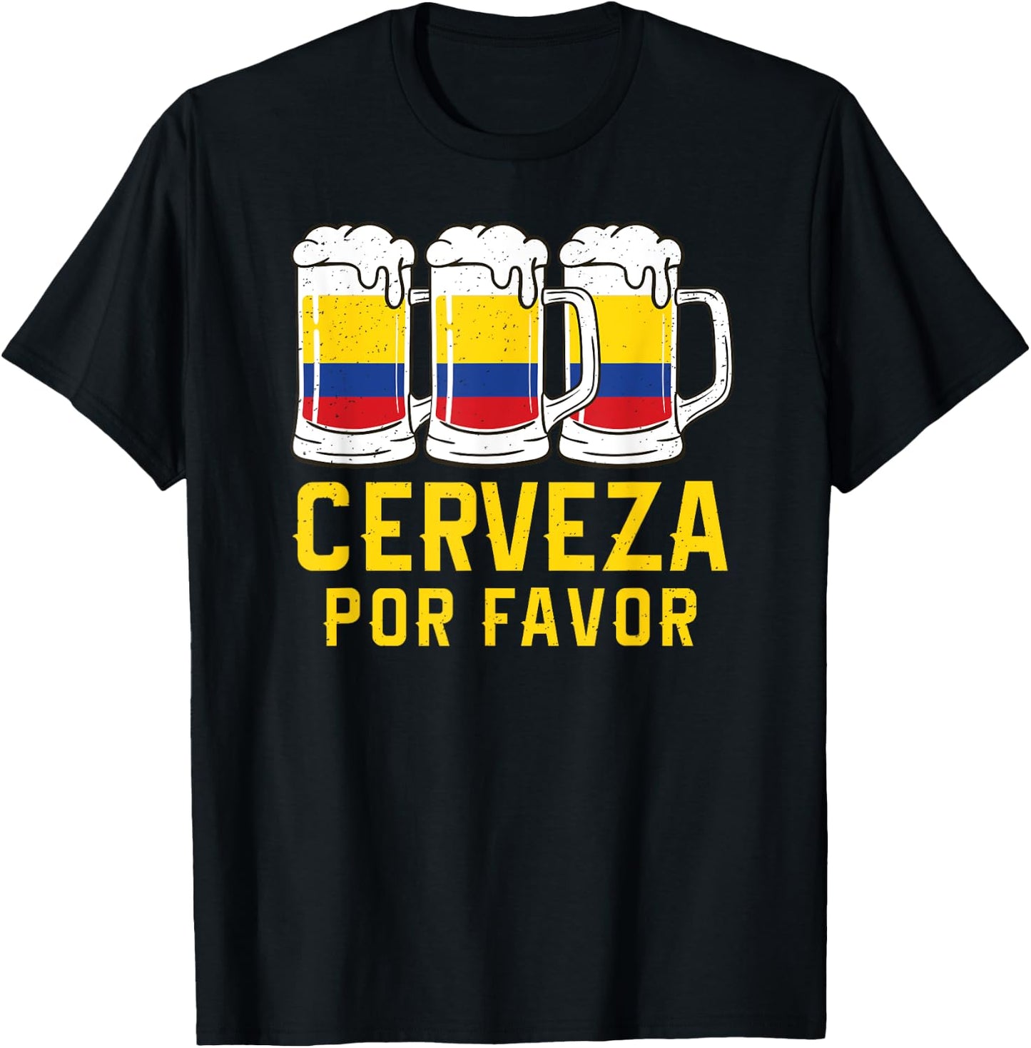 Cerveza Por Favor Colombia Flag Bandera Beer Funny Drinking T-Shirt - T-Shirt | Black