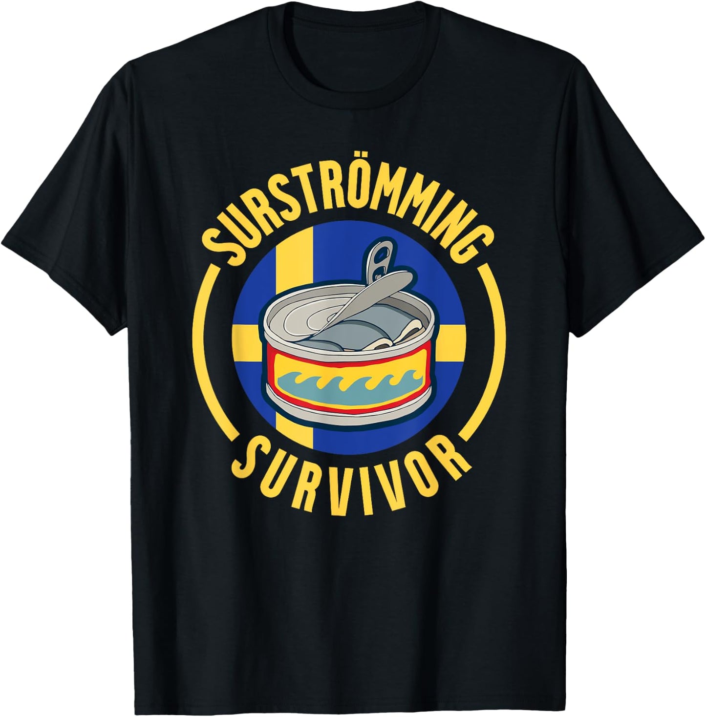 Surstromming Survivor Swedish Pride T-Shirt - T-Shirt | Black