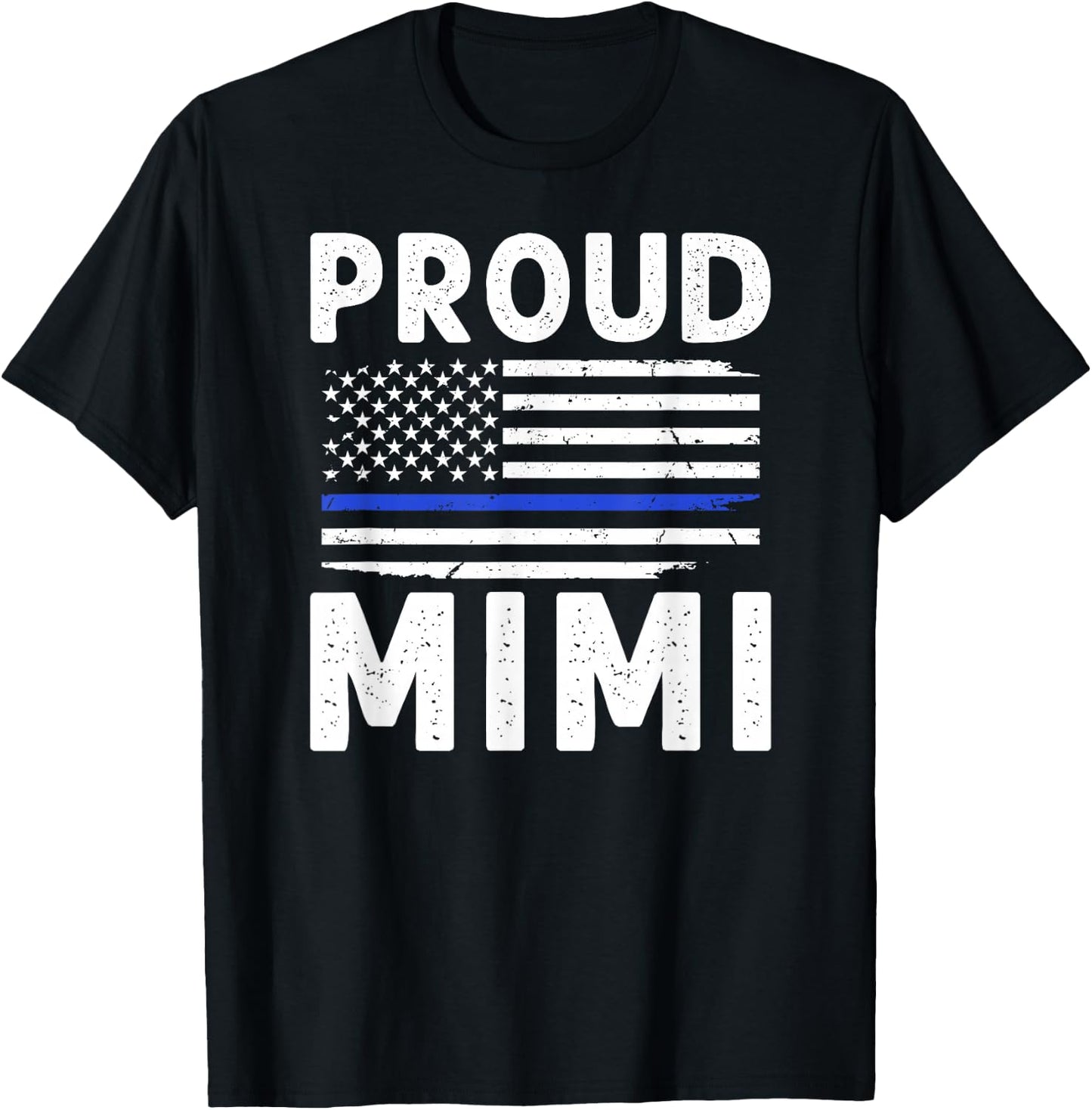 Police Mimi US Flag Policeman Mimi Of A Police Officer Mimi T-Shirt - T-Shirt | Black