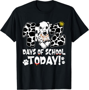 102 Days Of School Today Dalmatian Dog 100 Days Smarter Kids T-Shirt - T-Shirt | Black