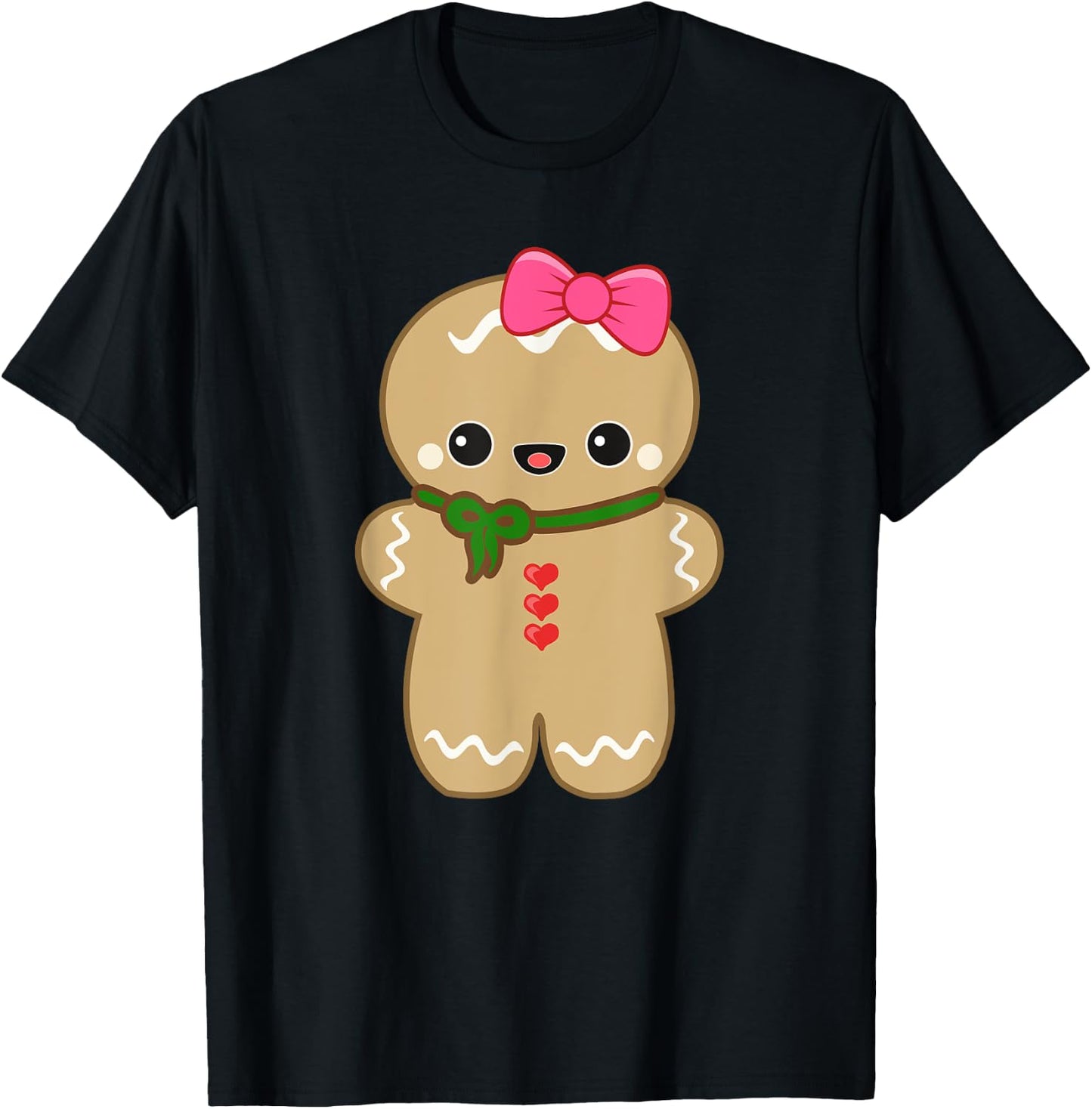 Funny Christmas Cookie Gingerbread Cute Girl Women kids Gift T-Shirt - T-Shirt | Black