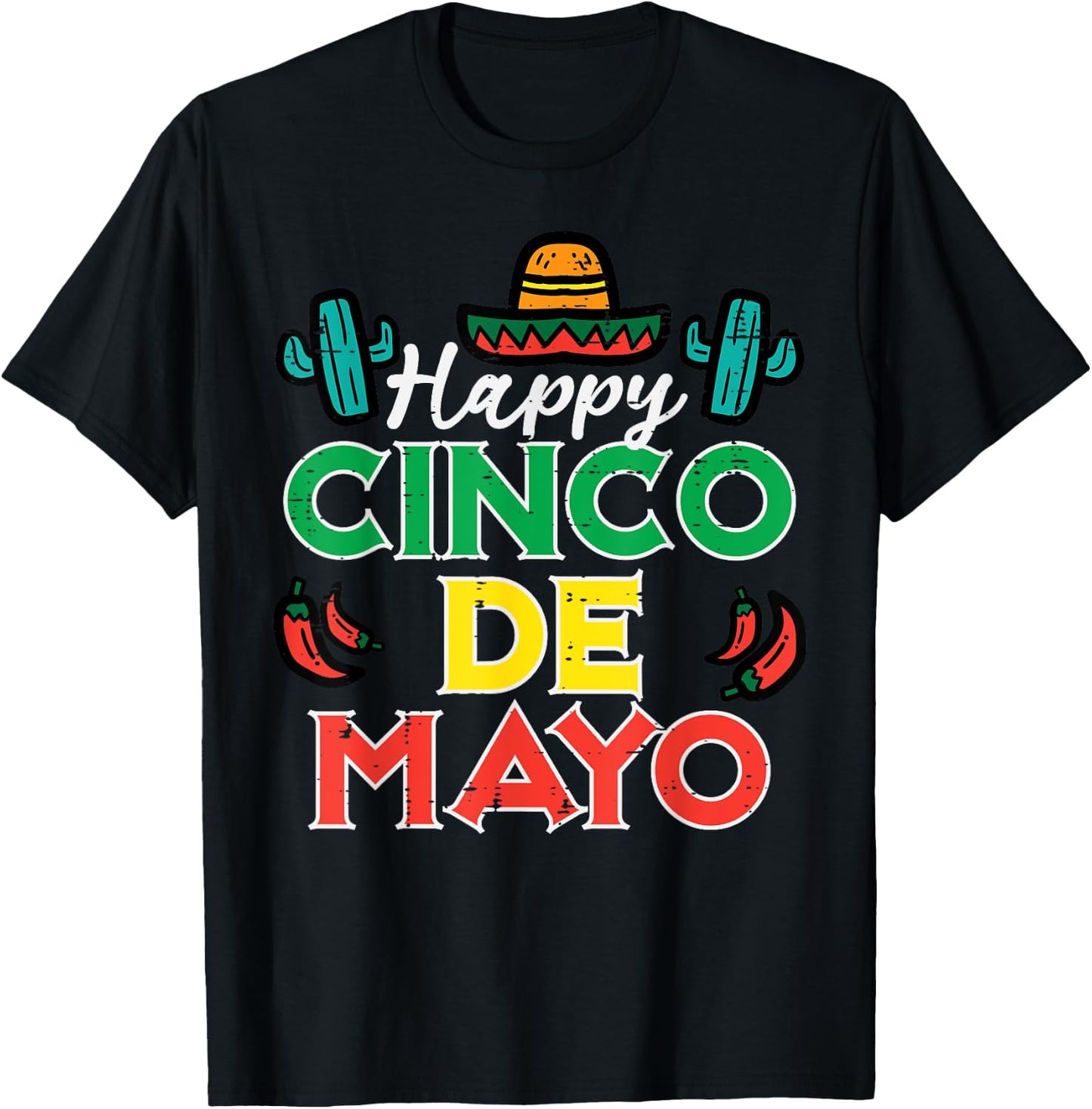 Happy Cinco De Mayo Mexican Party Fiesta Men Women Kids T-Shirt - T-Shirt | Black