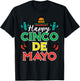 Happy Cinco De Mayo Mexican Party Fiesta Men Women Kids T-Shirt - T-Shirt | Black