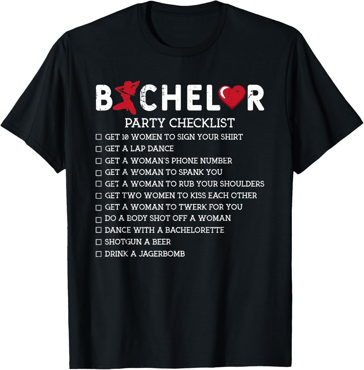 Bachelor Supplies Party Checklist Groom Groomsmen T-Shirt - T-Shirt | Black