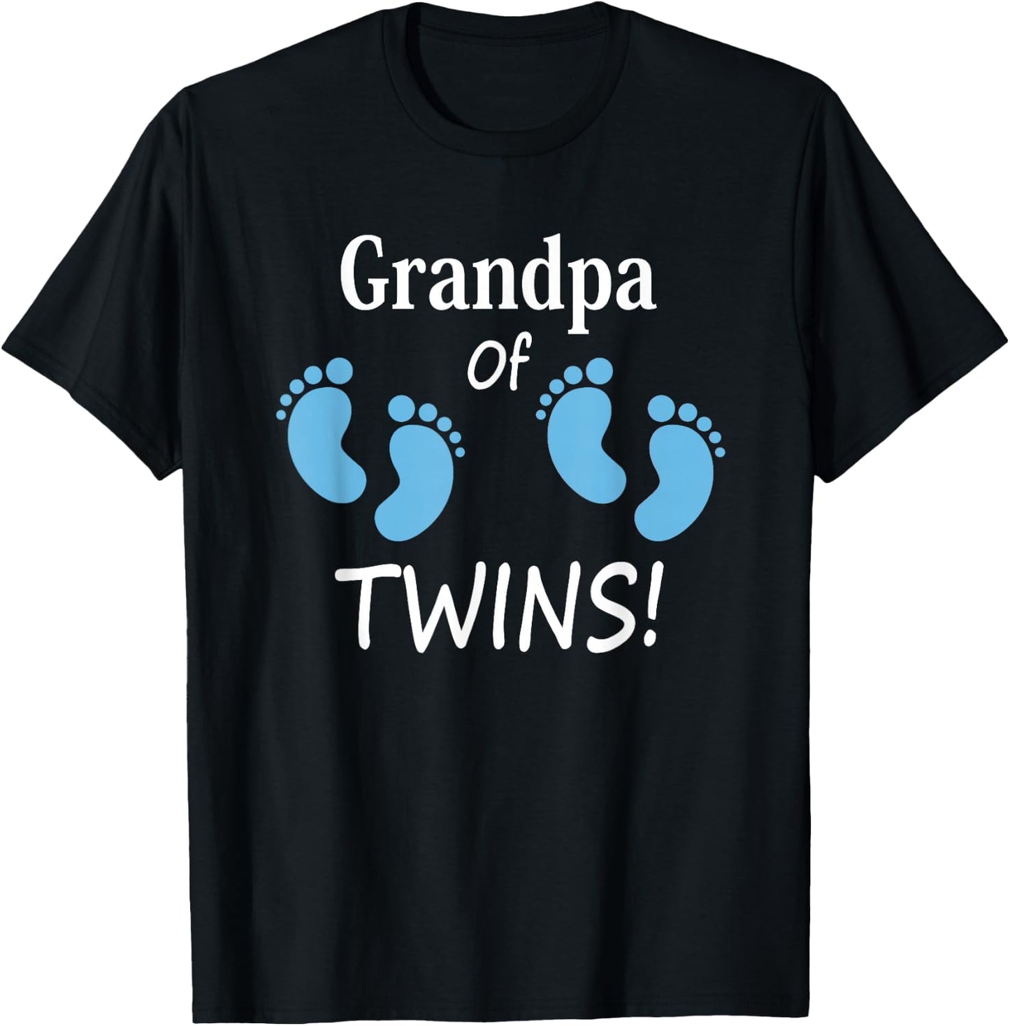 Grandpa of Twin Boys Footprint Design T-Shirt - T-Shirt | Black