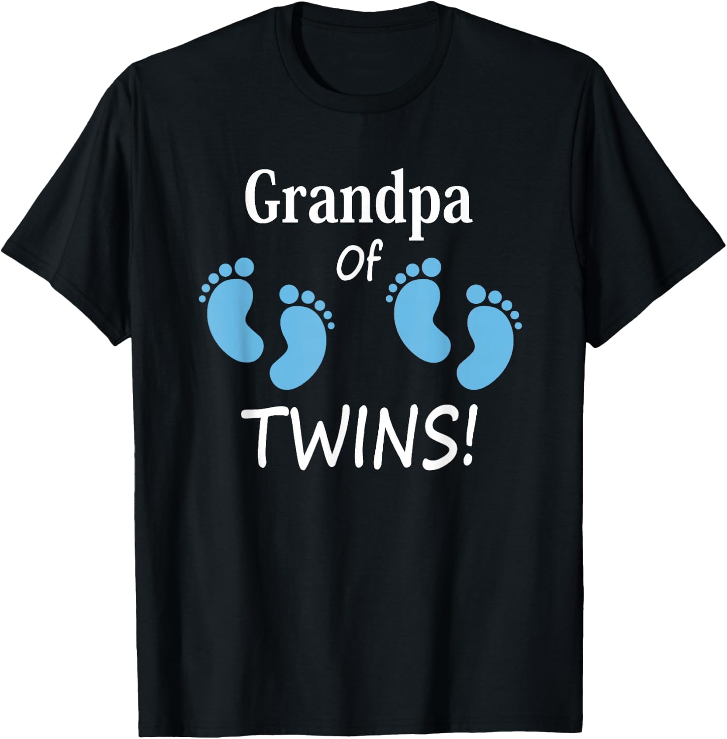 Grandpa of Twin Boys Footprint Design T-Shirt - T-Shirt | Black