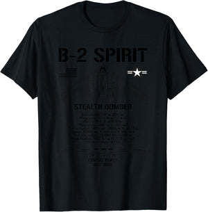B-2 Spirit Stealth Bomber Specs Military Aircraft B2 T-Shirt - T-Shirt | Black