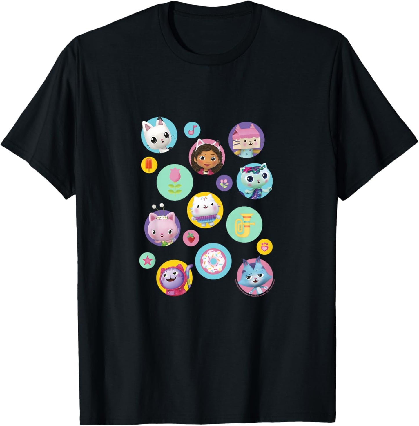 Kids Gabby's Dollhouse Icons T-Shirt - T-Shirt | Black