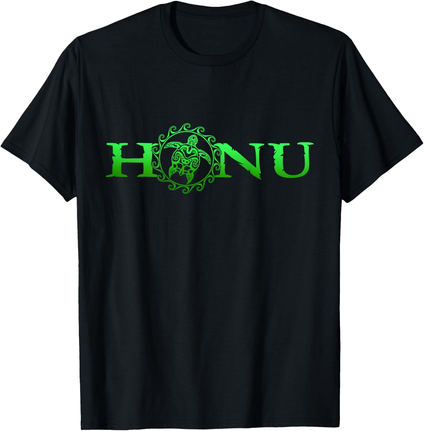 Hawaiian Honu Green Tribal Turtle T-Shirt - T-Shirt | Black