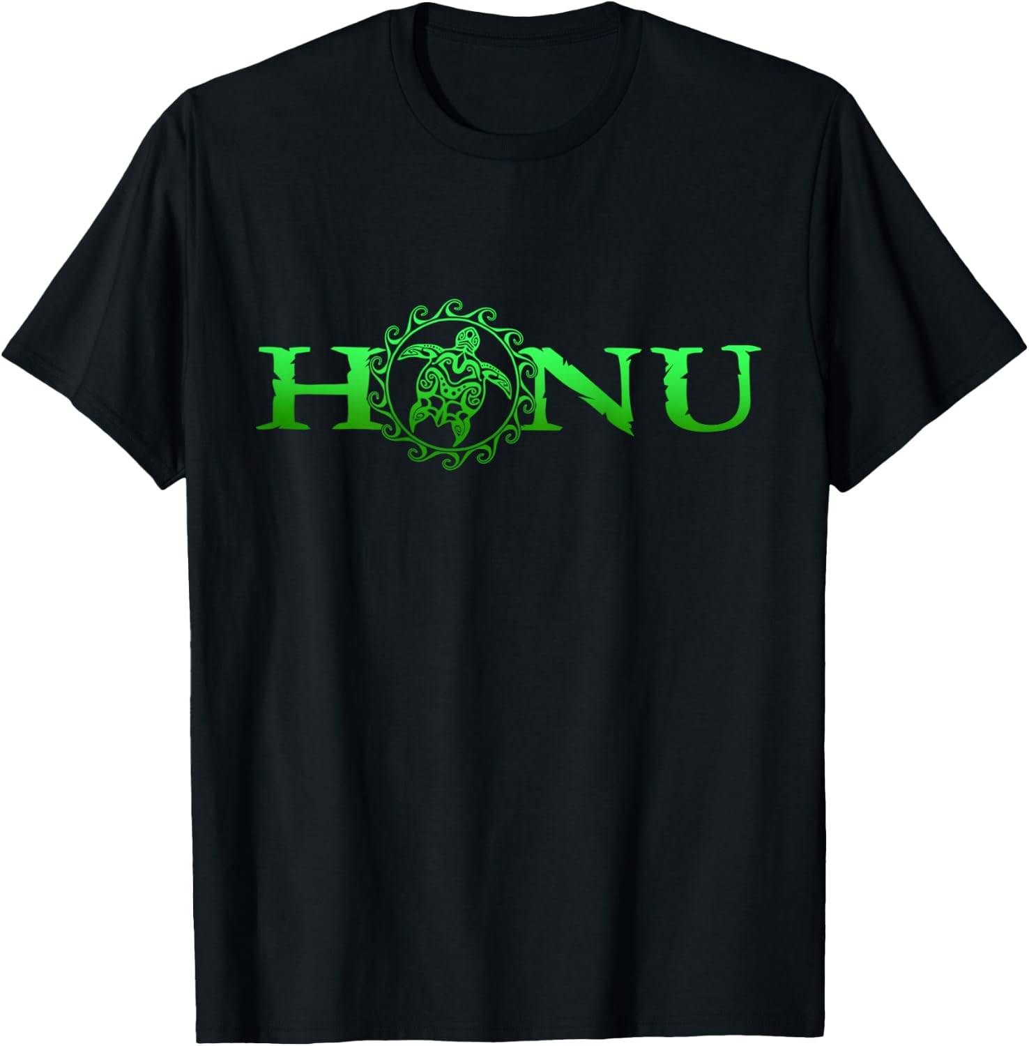 Hawaiian Honu Green Tribal Turtle T-Shirt - T-Shirt | Black