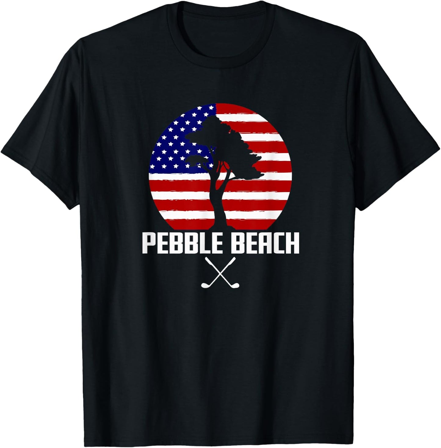 Pebble Beach Golf | Cypress Tree T-Shirt - T-Shirt | Black