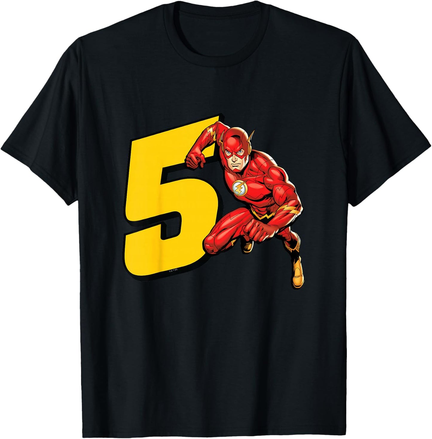 Kids The Flash Super Hero 5th Birthday T-Shirt - T-Shirt | Black