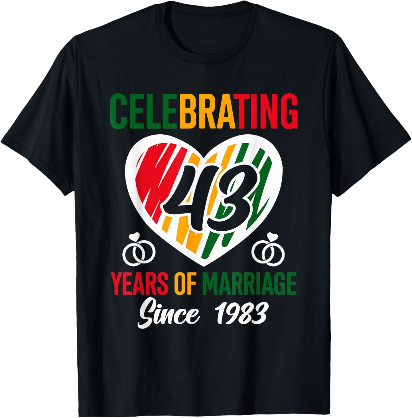 43 Years of Marriage Since 1983 43rd Wedding Anniversary T-Shirt - T-Shirt | Black