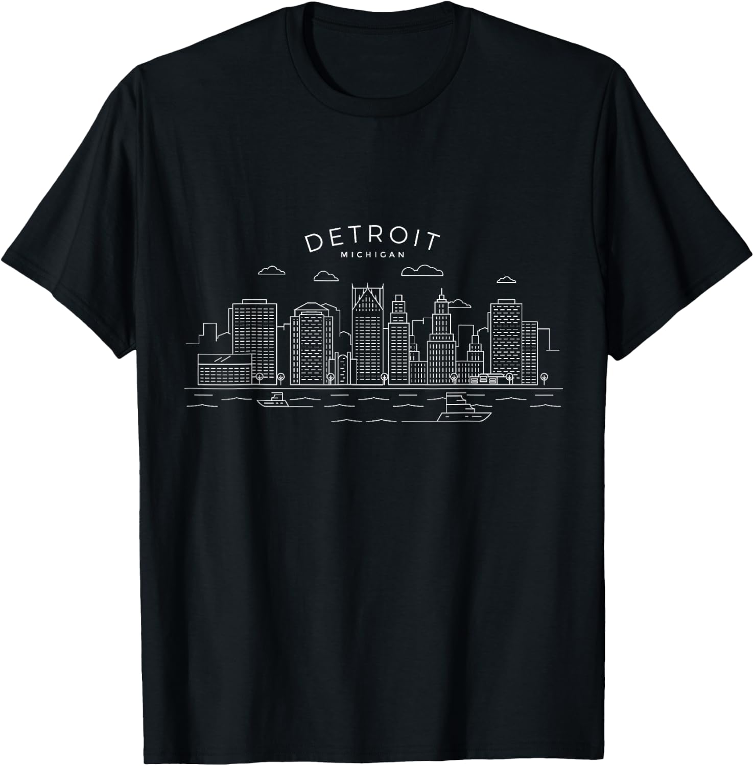Detroit Skyline Michigan Pride Motor City Vintage Detroit T-Shirt - T-Shirt | Black