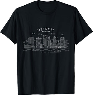 Detroit Skyline Michigan Pride Motor City Vintage Detroit T-Shirt - T-Shirt | Black