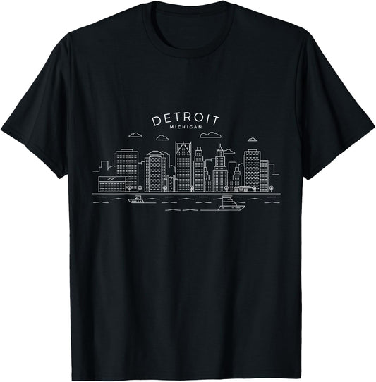 Detroit Skyline Michigan Pride Motor City Vintage Detroit T-Shirt - T-Shirt | Black