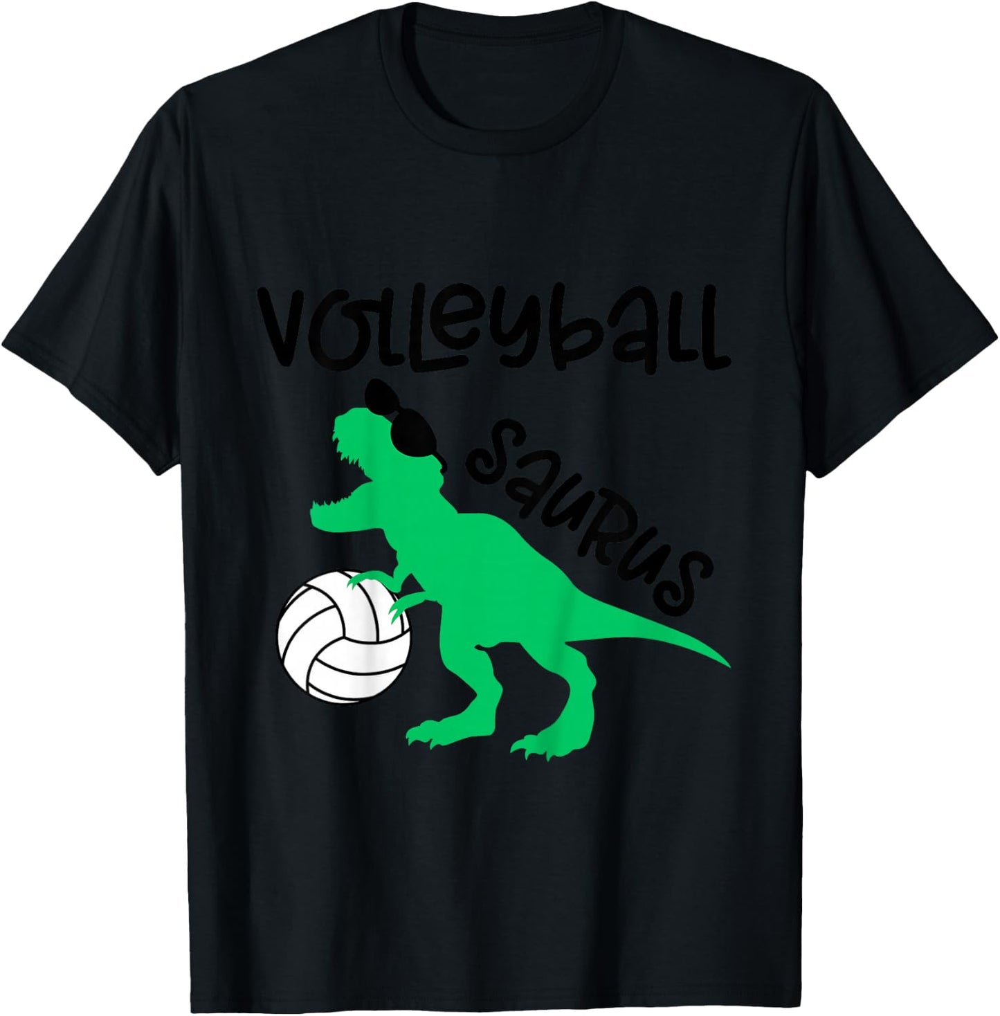 Dinosaur Volleyball Saurus Toddler Boy Biggest Fan Baby Girl T-Shirt - T-Shirt | Black