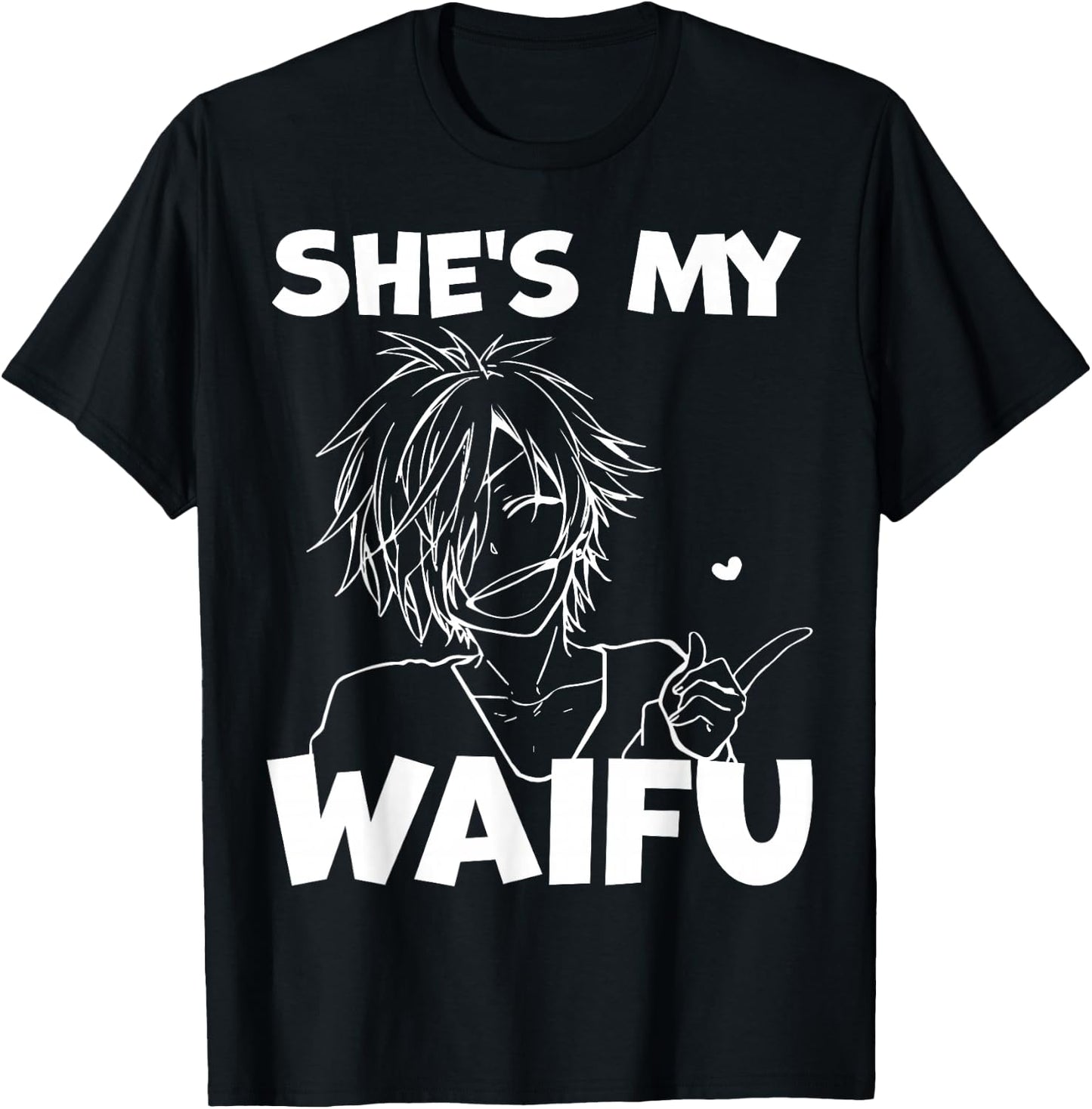 She's My Waifu Funny Anime Matching Couple Boyfriend Gift T-Shirt - T-Shirt | Black