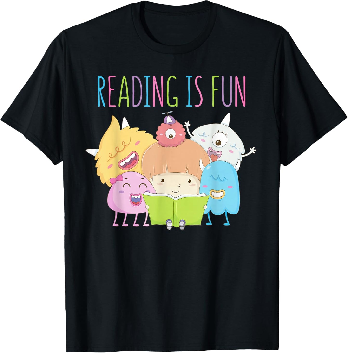 Reading Teacher Reading is Fun Monster Book Lover Fun Kids T-Shirt - T-Shirt | Black