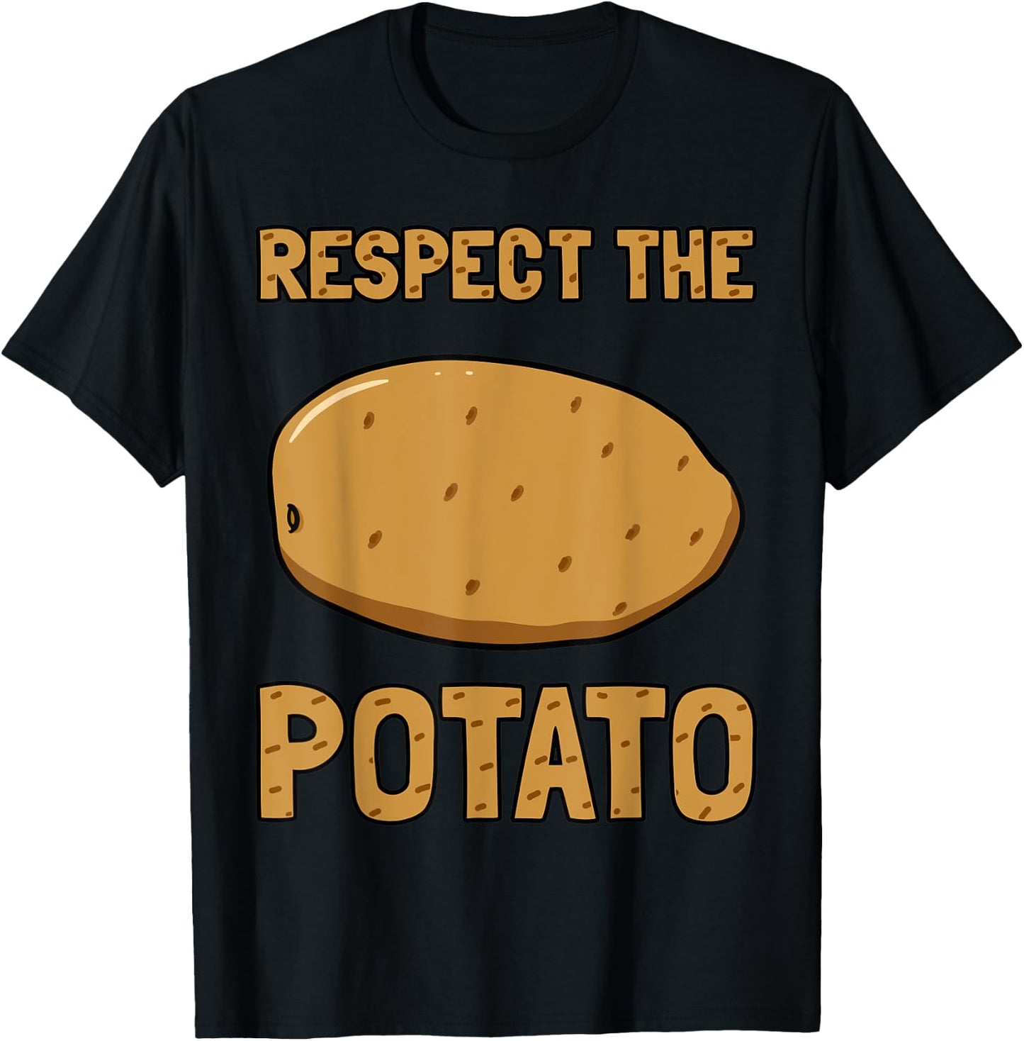 Respect The Potato Tater Stud Tattie Vegan Keto Lover Gift T-Shirt - T-Shirt | Black