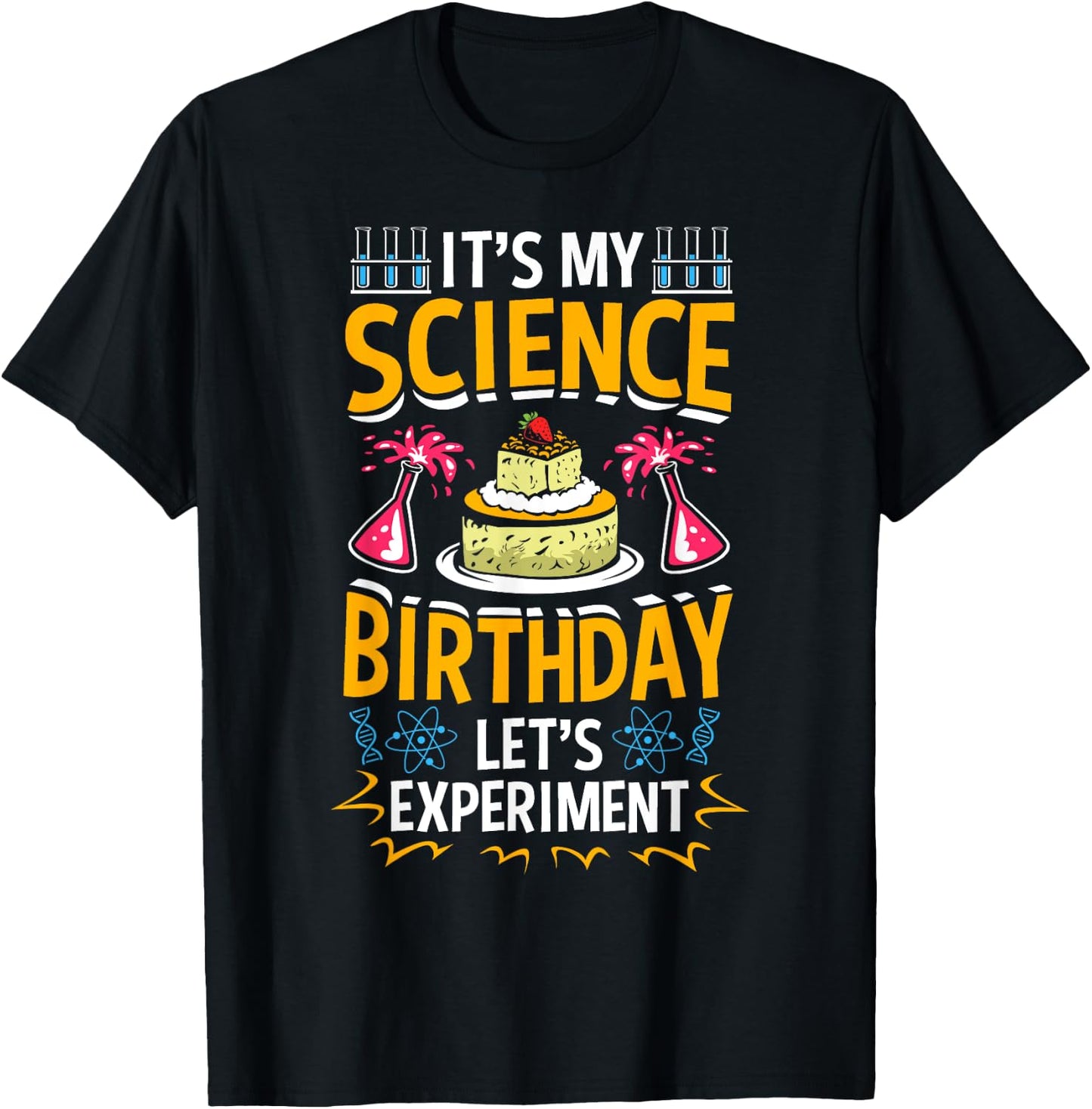 Birthday Boy Girls Science Stem Kids Birthday Party Theme T-Shirt - T-Shirt | Black