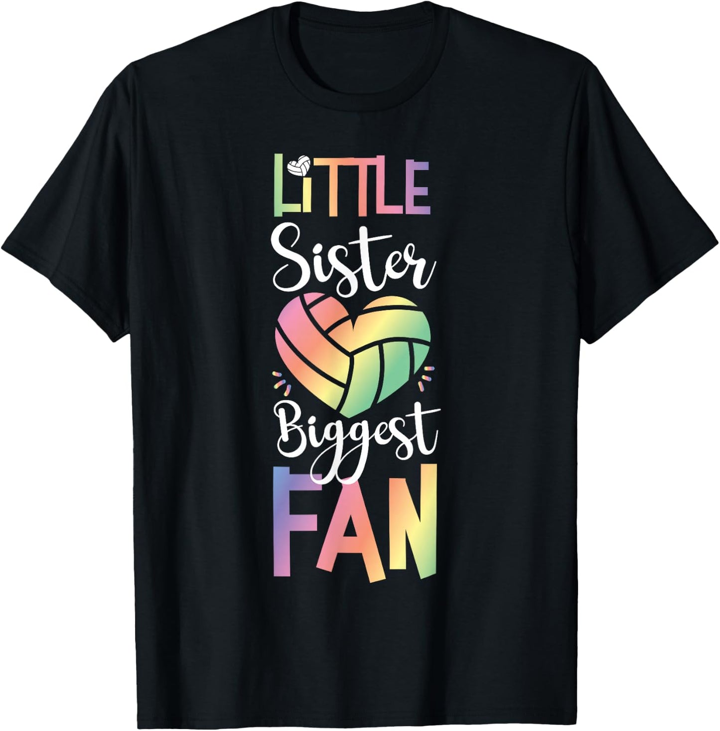 Team Sister Little Sister Biggest Fan Volleyball Player T-Shirt - T-Shirt | Black