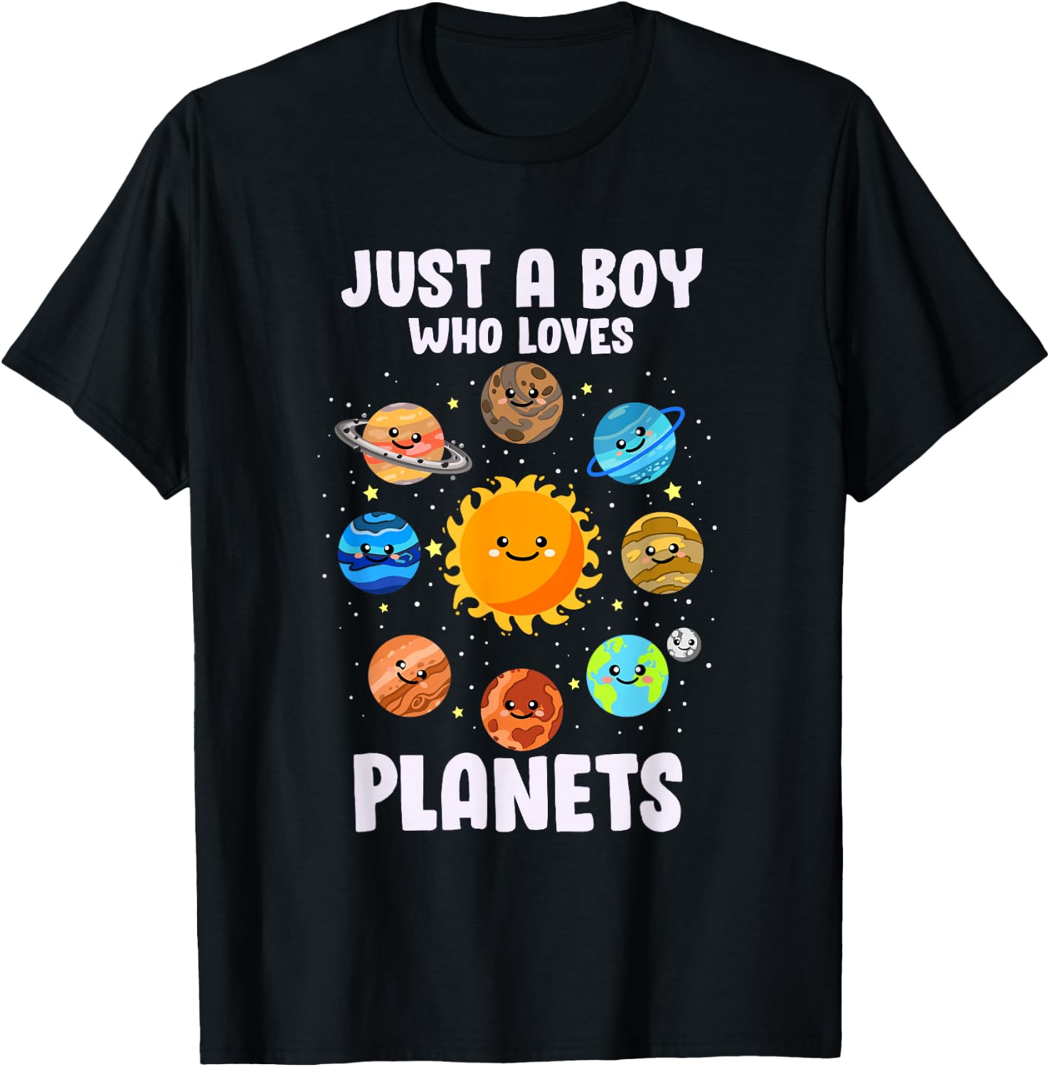 Just A Boy Who Loves Planets Lover Solar System Astronomy T-Shirt - T-Shirt | Black